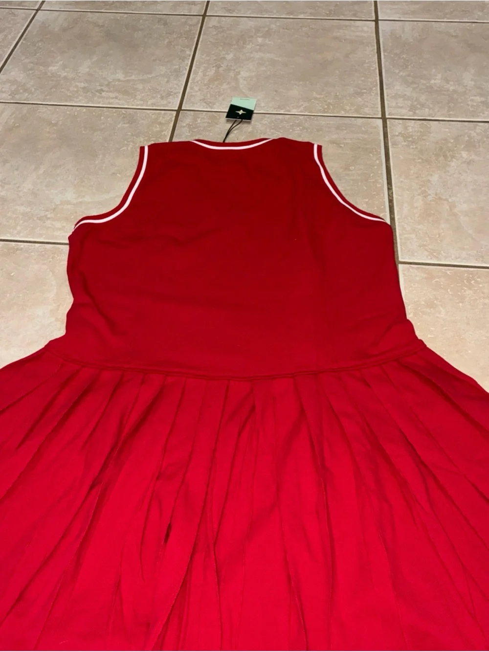 Tuckernuck Red Sleeveless V-Neck Midi Dress Red with White Trim XXL